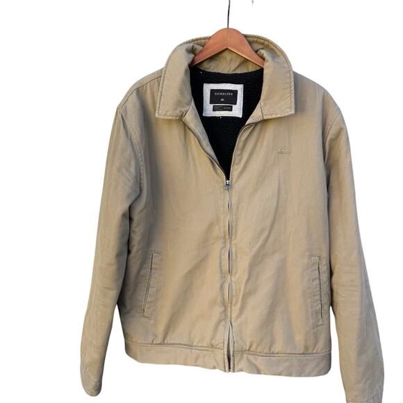 Y2K Quicksilver Jacket Tan Beige fleece Lined Coat Warm Workwear Mens XL USA - Picture 1 of 12
